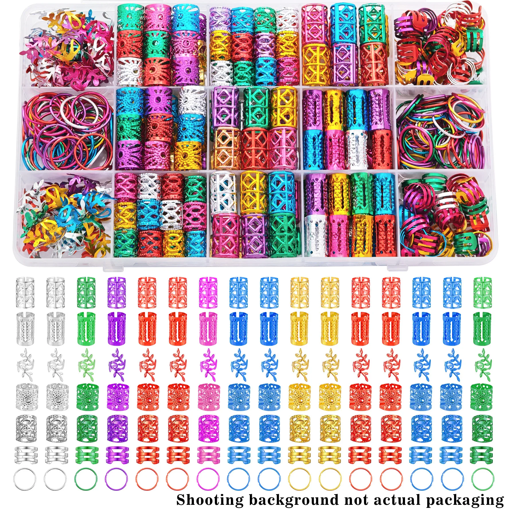 70 pièces de perles pour cheveux, manchettes, anneaux de tressage, breloques en alliage pour tresses Loc, accessoires pour cheveux tressés en métal réglables