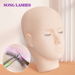 Song Lashes Silicone Gel Mannequin Head with Multi Layers Lashes for Eyelash Extension Practicing