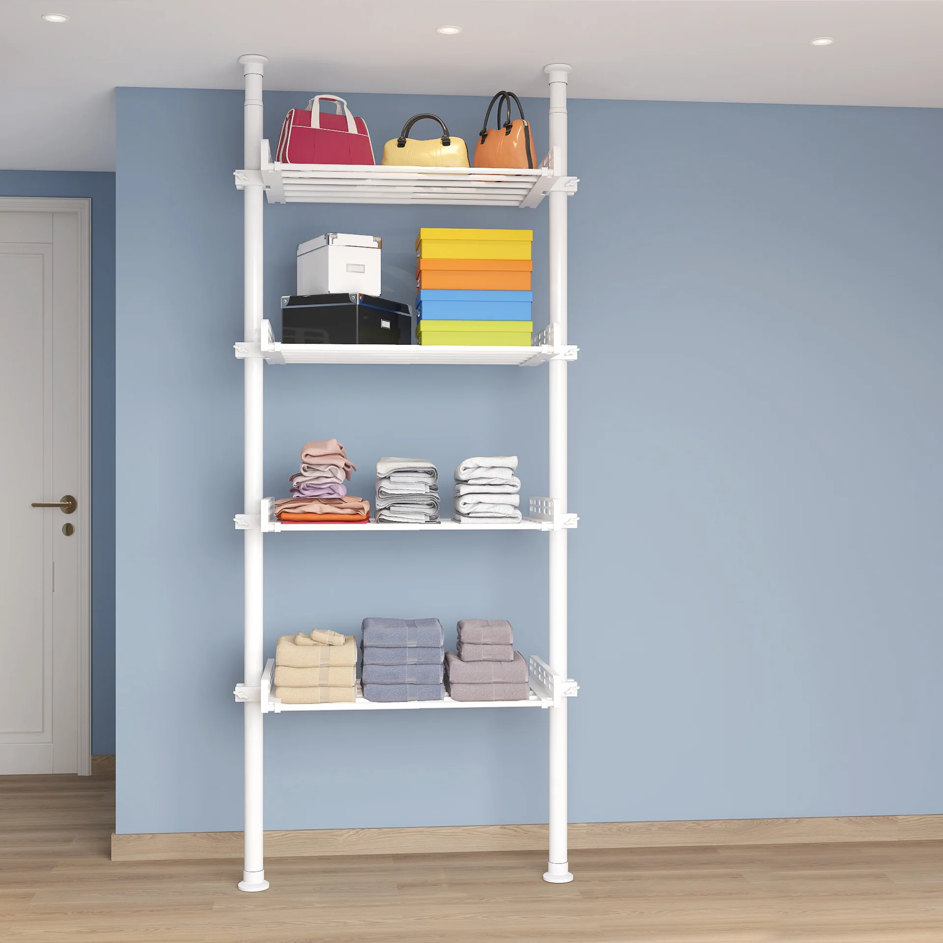 

Indomitable baffle rack No punching Living room room storage Multi-layer storage rack Balcony utility