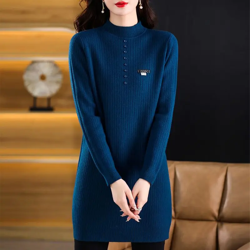 

Модный зимне-осенний новый стильный женский вязаный свитер с длинными рукавами, хлопковая рубашка с вырезом, универсальный трикотаж, топ M100