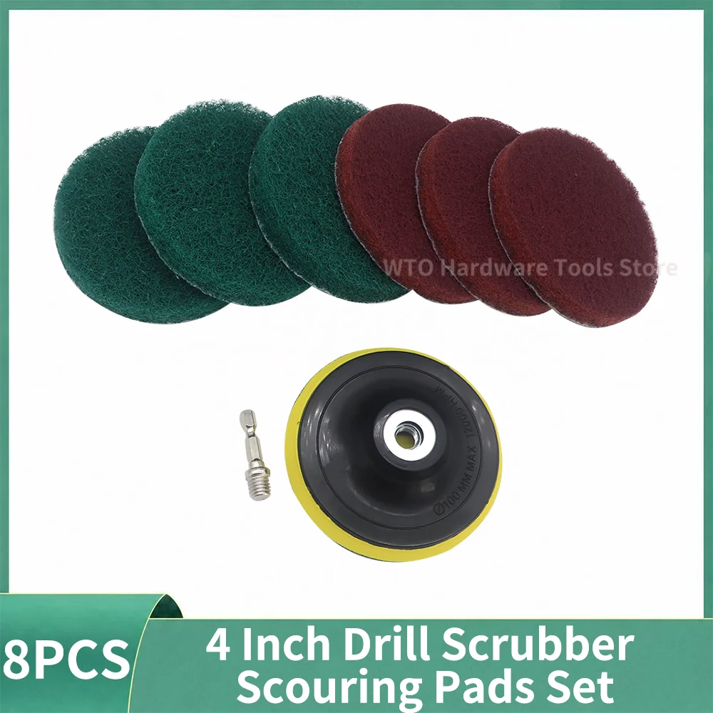 conjunto-de-8-pecas-de-esfregoes-abrasivos-de-4-polegadas-3-vermelhos-e-3-verdes-com-suporte-e-eixo-de-troca-rapida-para-azulejos-rejunte-e-banheiro