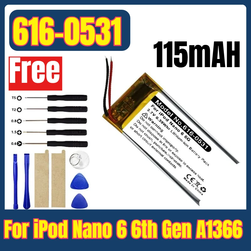 

3.7V Li-ion Battery Replacement 616-0531 for iPod Nano 6 6th Gen A1366
