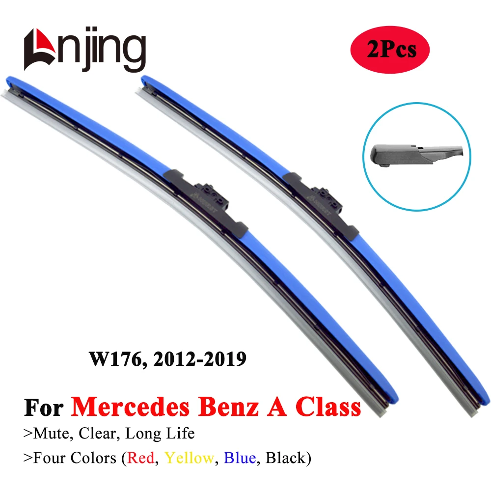 LNJING Colorful Wiper Blades For Mercedes Benz A Class W176 Hatchback A160 A180 A200 A220 A250 A45 AMG 2012 2015 2016 2018 2019