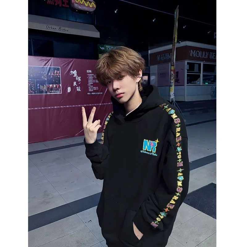 Новая повседневная рубашка с несколькими карманами на молнии и флисовым капюшоном для мужчин и женщин, свободный пуловер, модный свитшот, топ