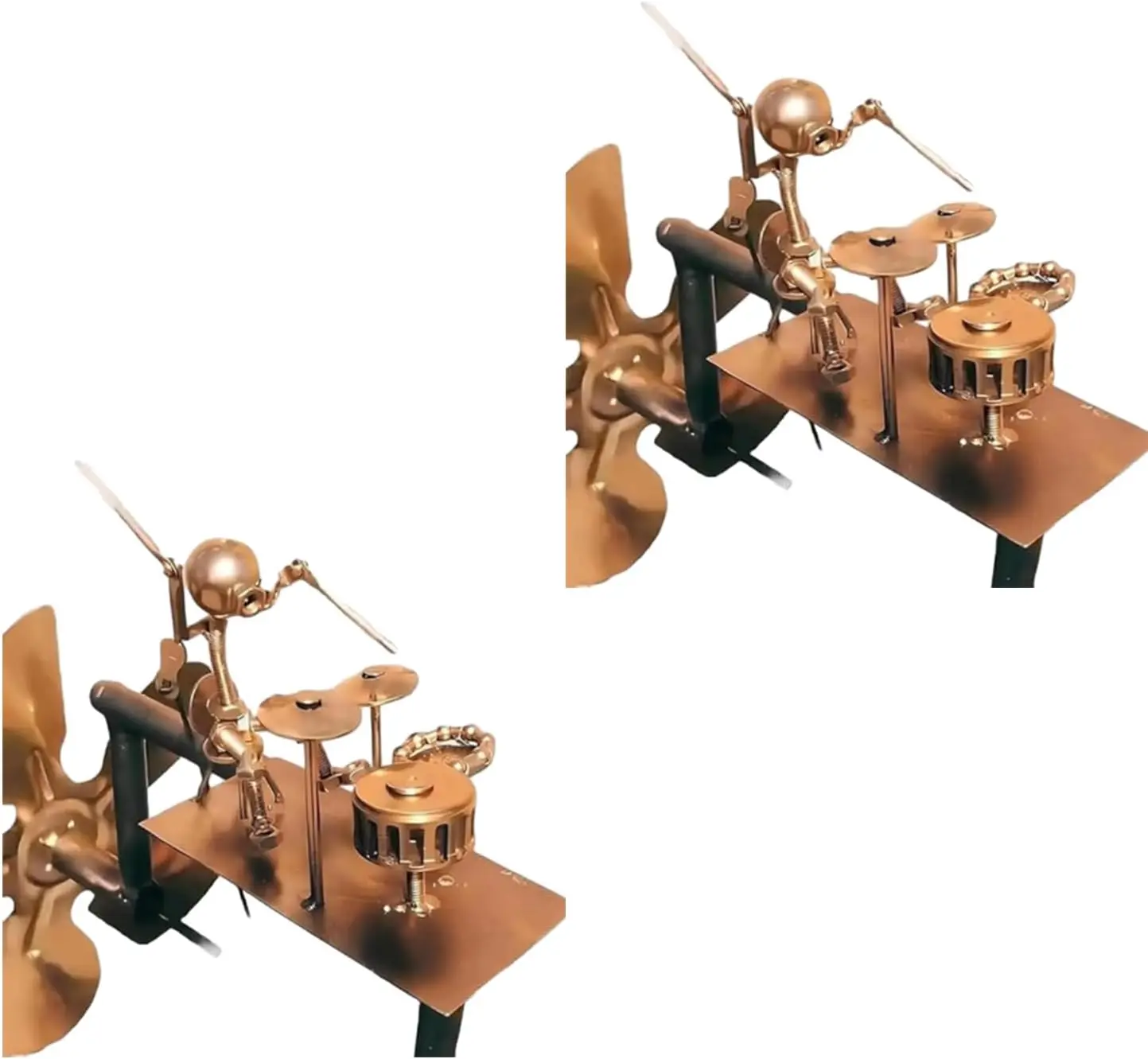 

Handmade Metal Drummer Windmill, Steampunk Drummer Garden Spinner, Percussionist Music Statues Windmill for Yard, Wind-Powered K
