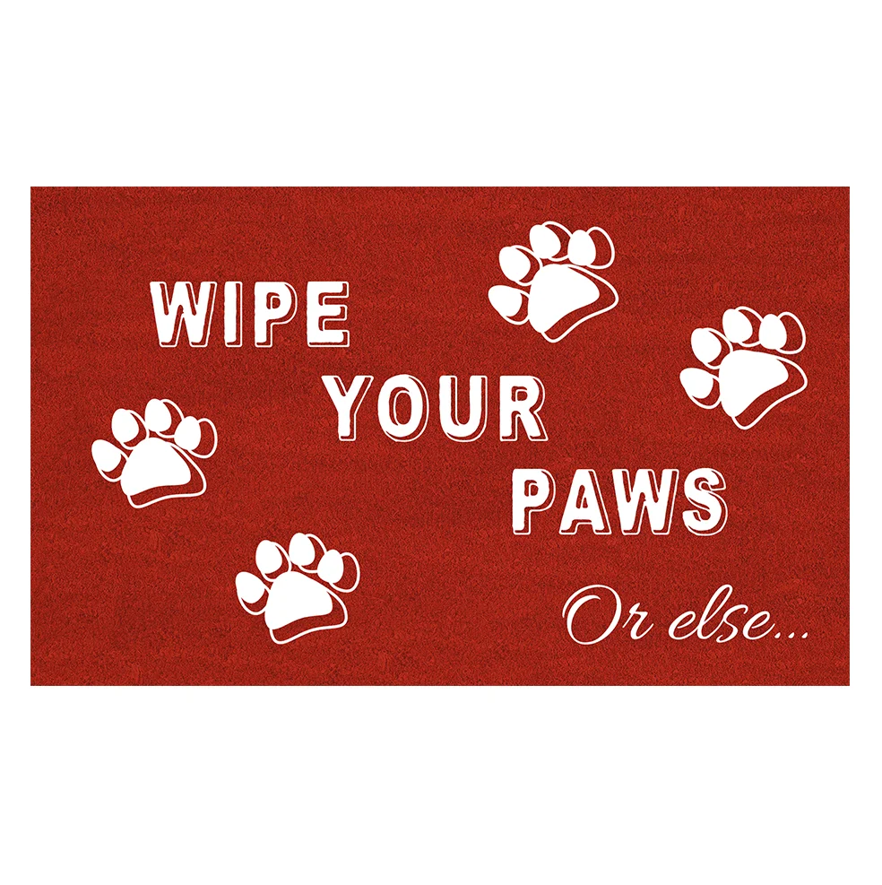 Wipe Your Paws Red Doormat Cat Paws Rubber Bathroom Kitchen Mat Garden Garage Door Floor Mat Non-Slip Carpet Entrance Rug