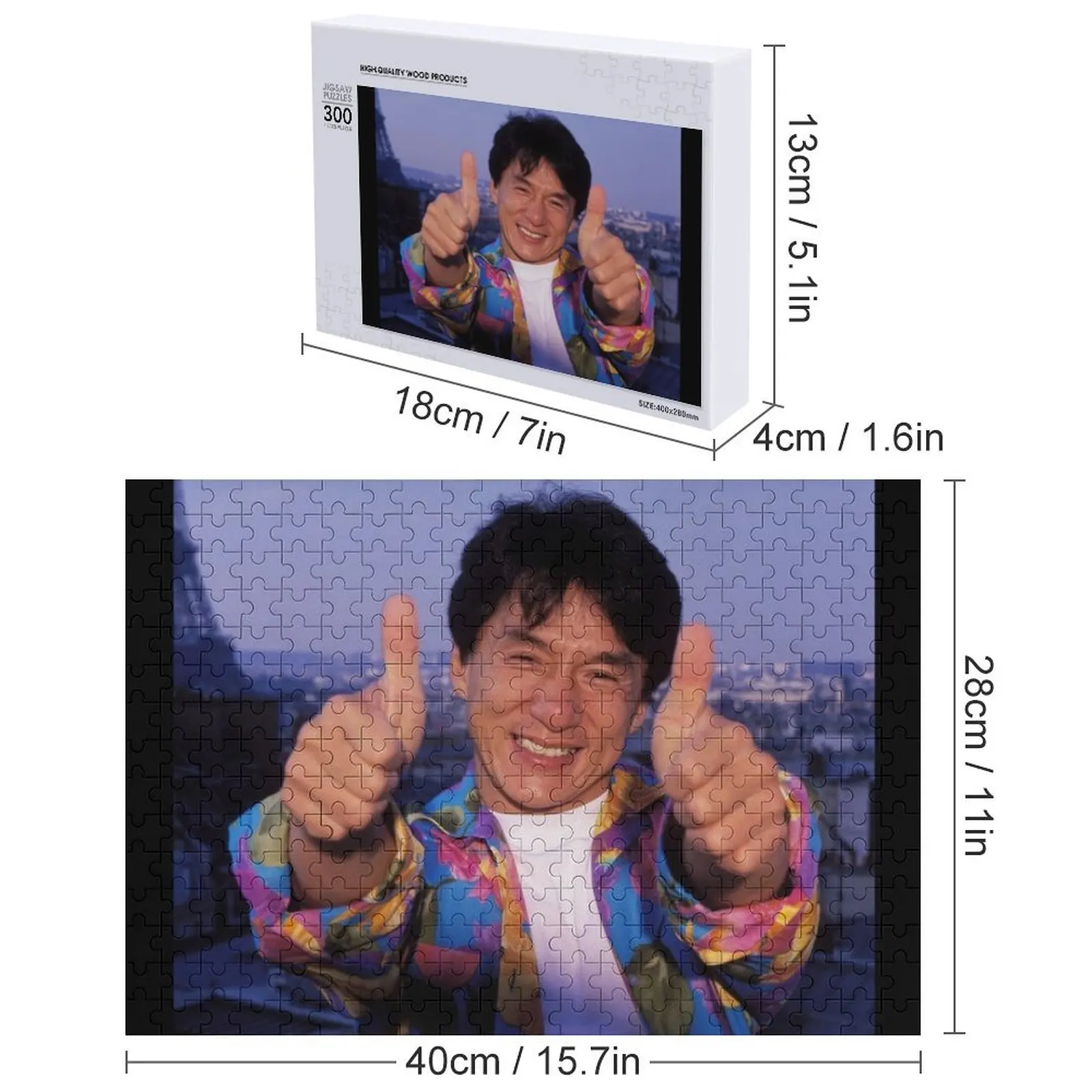 Puzzle z Jackiem Chanem, personalizowane prezenty, drewniane puzzle IQ dla dzieci i niemowląt z możliwością personalizacji.