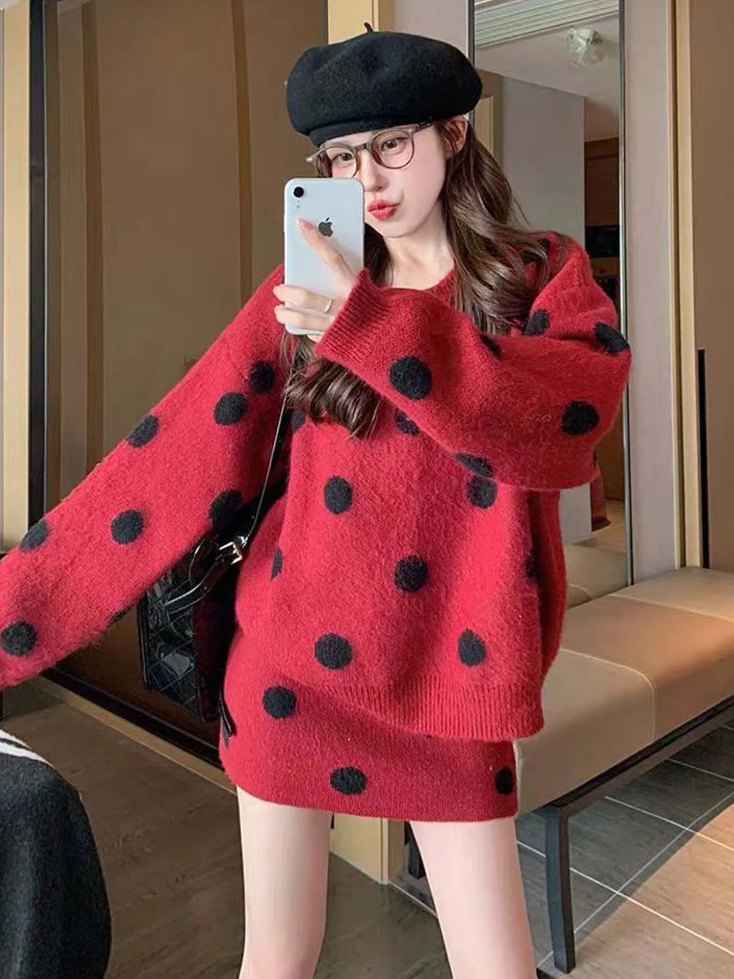 

Sweet And Spicy Girl Knitted Set Women's Korean Sle Casual Loose Sweater Bodycon ort Skirt Two-Piece Suit Autumn Winter