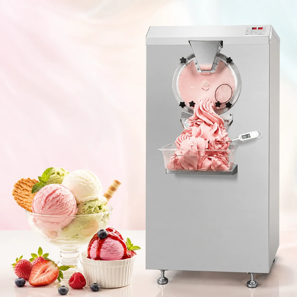 Hard Ice Cream Machine Automatic Gelato Maker Food Grade Stainless Steel Hard Ice Cream Making Machine for Business Home Use