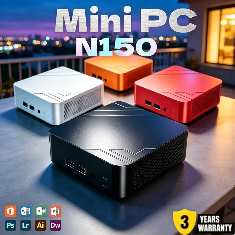Mini PC Leve 2026 Intel Core N150, 16GB RAM, SSD 512G-2TB, WiFi6, BT5.2, PC para Jogos 4K Sem Interrupções para Gamers