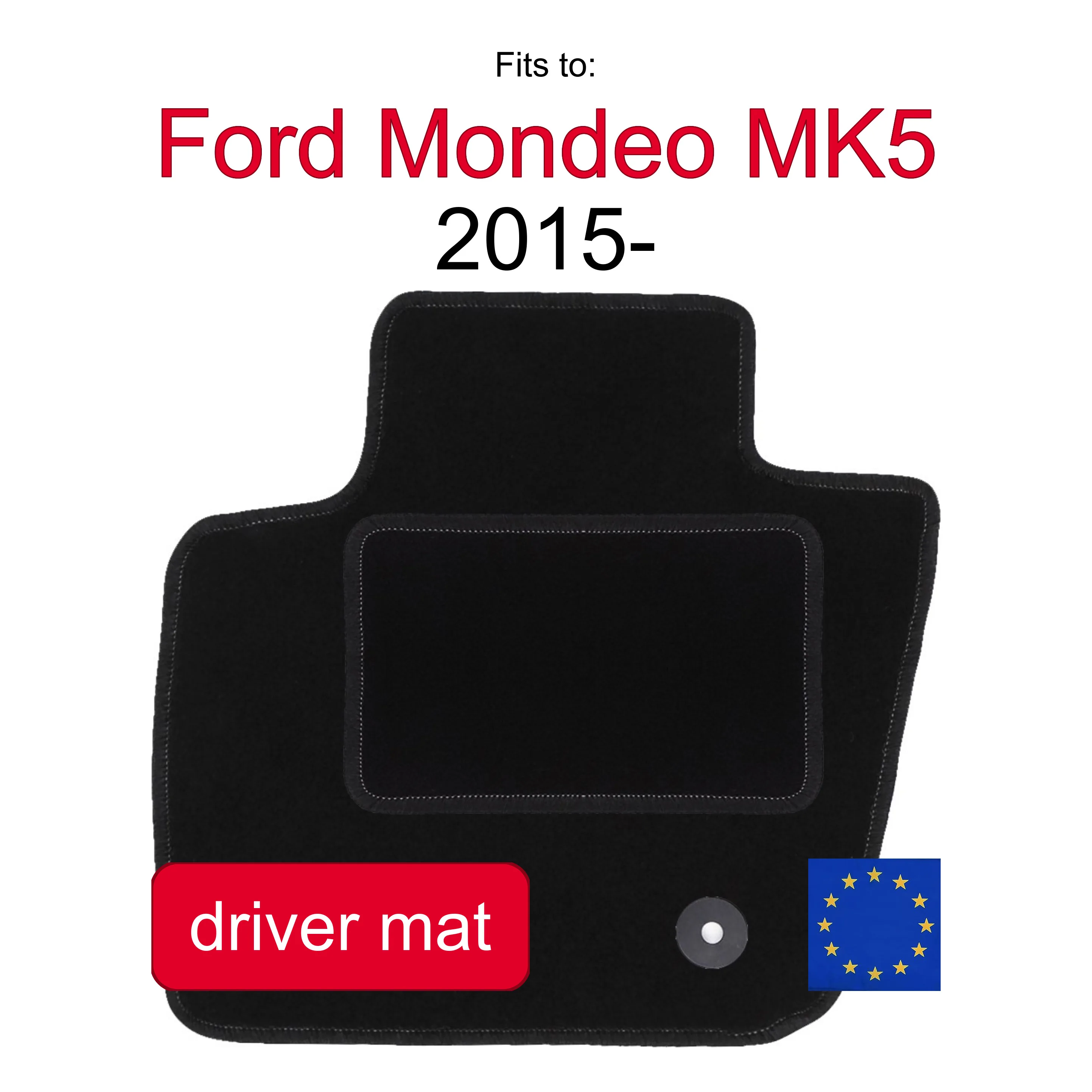 Velour tapijt voor bestuurderszijde voor Ford Mondeo MK5 sedan, stationwagen (2015-) - Zwart, passend (1 stuk)