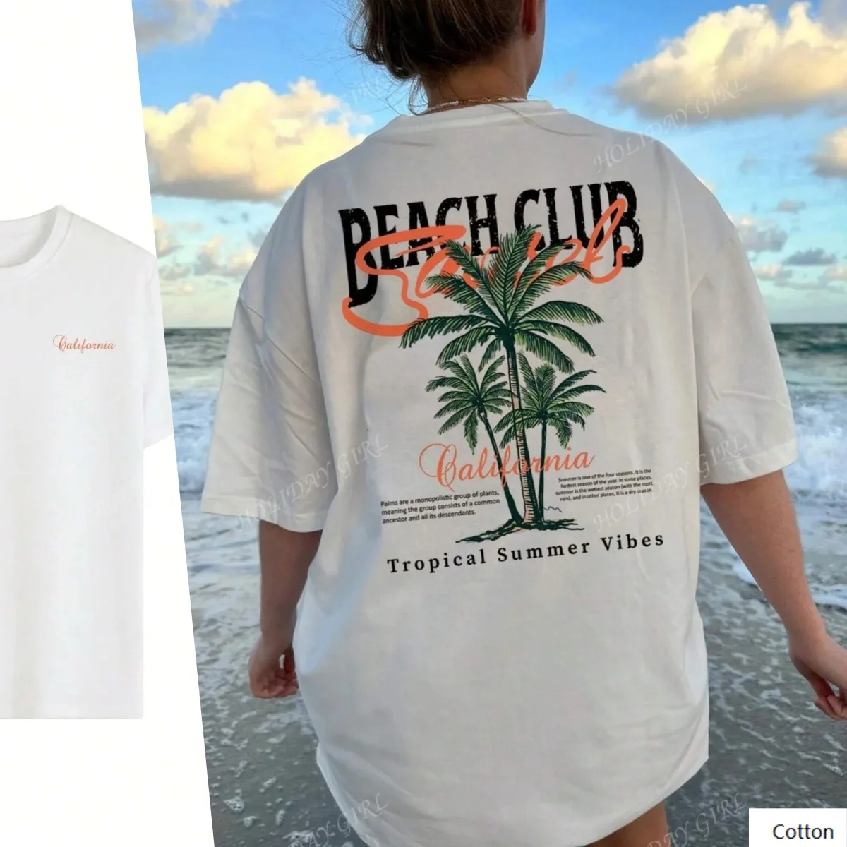 

High Quality Cotton T with Beach Club Print and Palm Tree Illustration Elevate Your Style While Enjoying Summer Vibes Tee S-4XL
