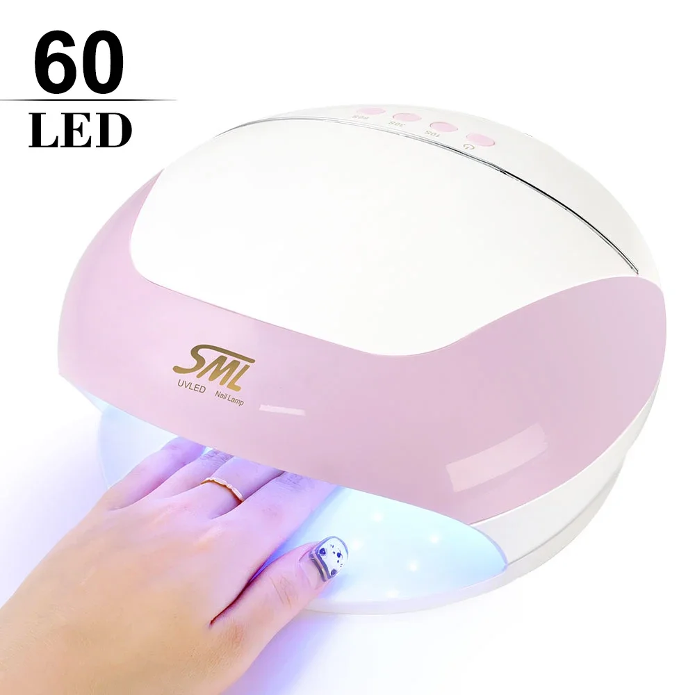 

60-светодиодная УФ-лампа для дизайна ногтей, профессиональная сушилка для ногтей, съемная основа с таймером и умным датчиком для гель-лака, инструмент для дизайна ногтей