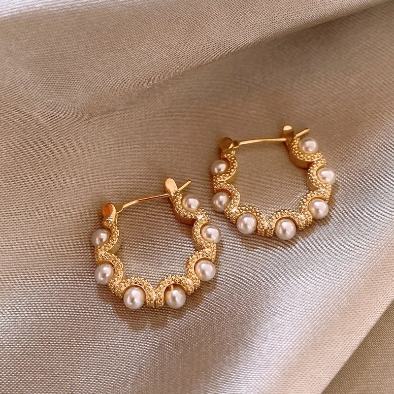 

Adolph French Imitation Pearl Elegant Hoop Earrings For Women Trendy Cheap Earring Jewelry Party Accessories Gifts 2024 New