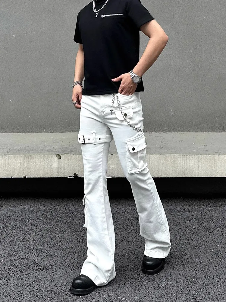 Calças Jeans Slim Fit Micro Flare Estilo Americano para Homens e Mulheres, Casual e para Trabalho