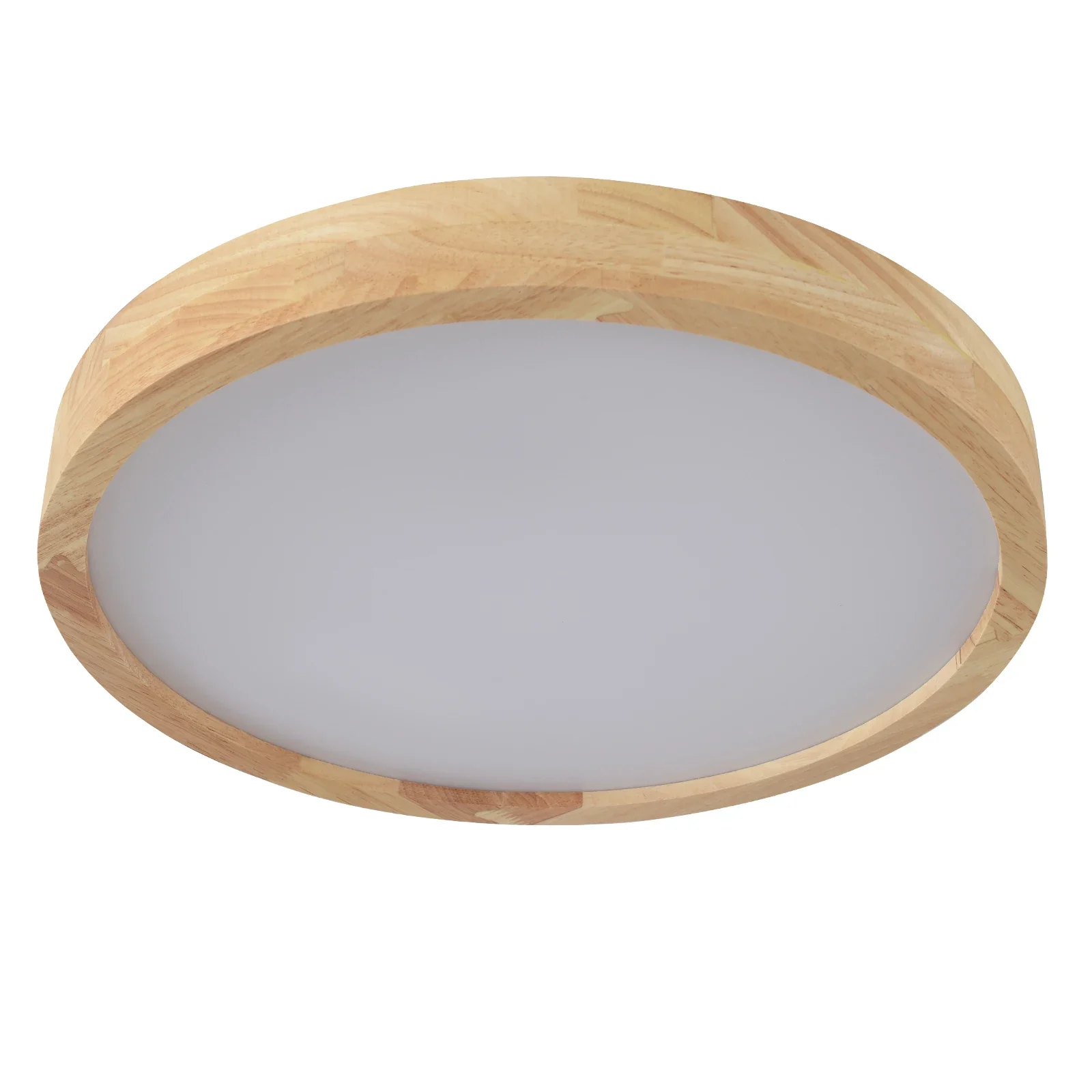Modern Wood LED Ceiling Light Fixture, Simple Log Flush Mount Ceiling Lamps, Low Profile Circle Ceiling Lamp for Bathrooms