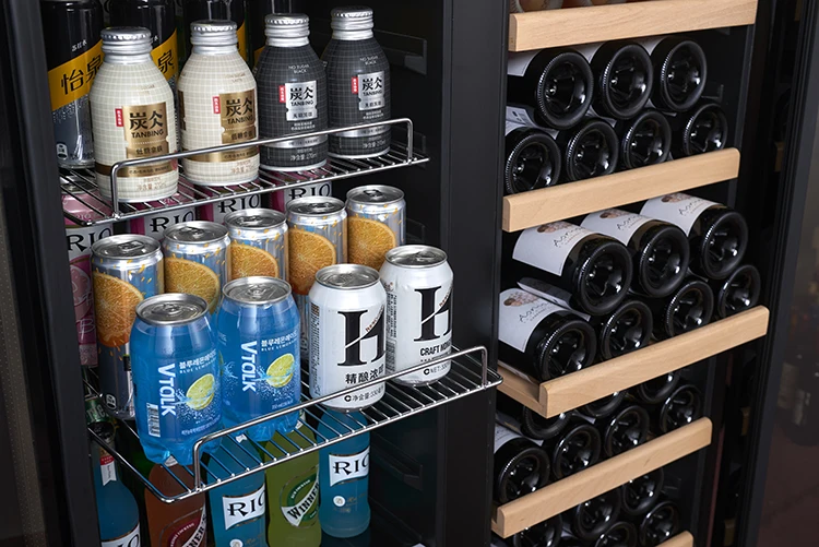 Commercial Home Refrigeration 300L Double-Compressor Cooling System Glass Door Wine Cooler Electric Power Cold Drink Display view 6