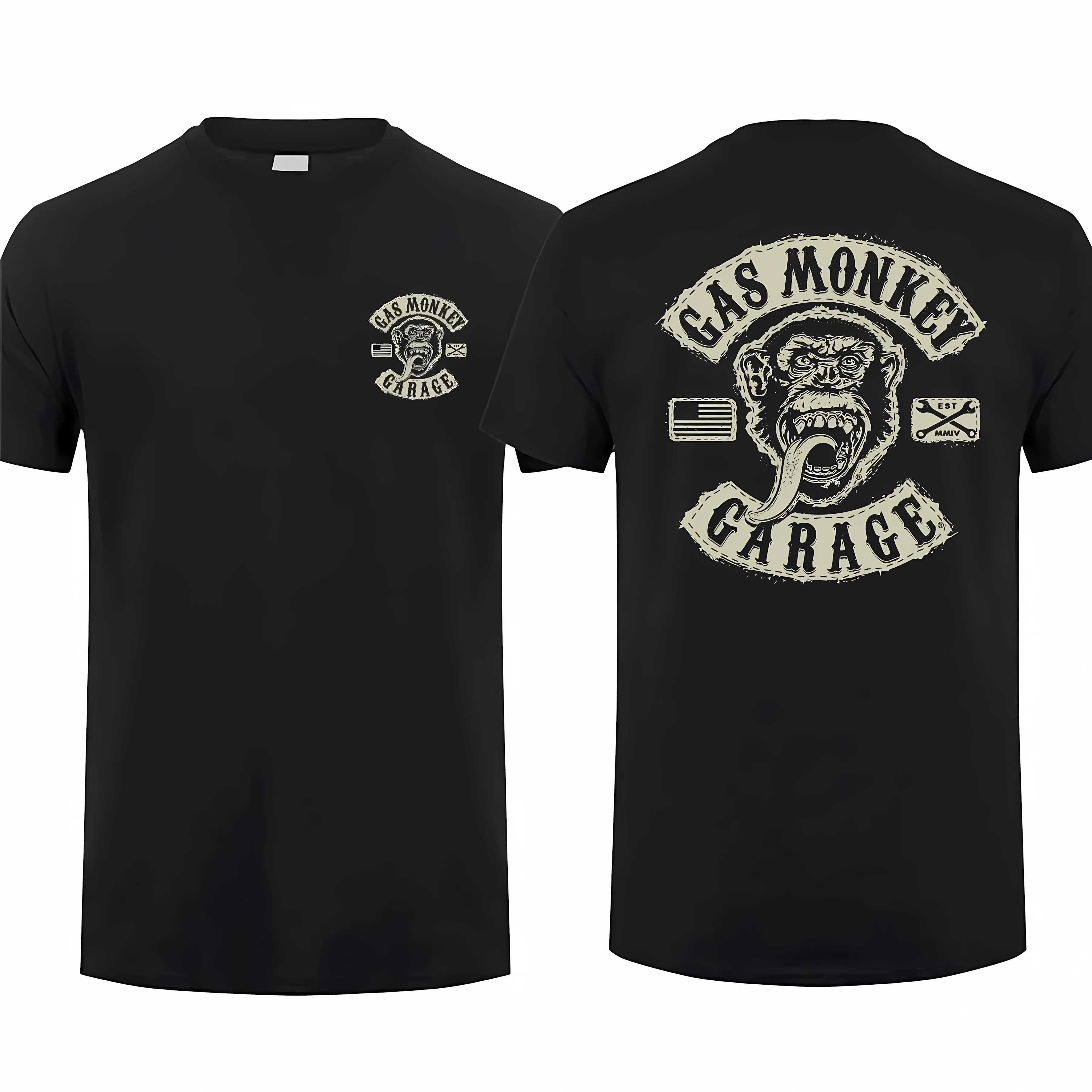 

Summer 2025 Men's double-sided garage 3D printed T-shirt, round-neck casual short-sleeved T-shirt, streetwear T-shirt