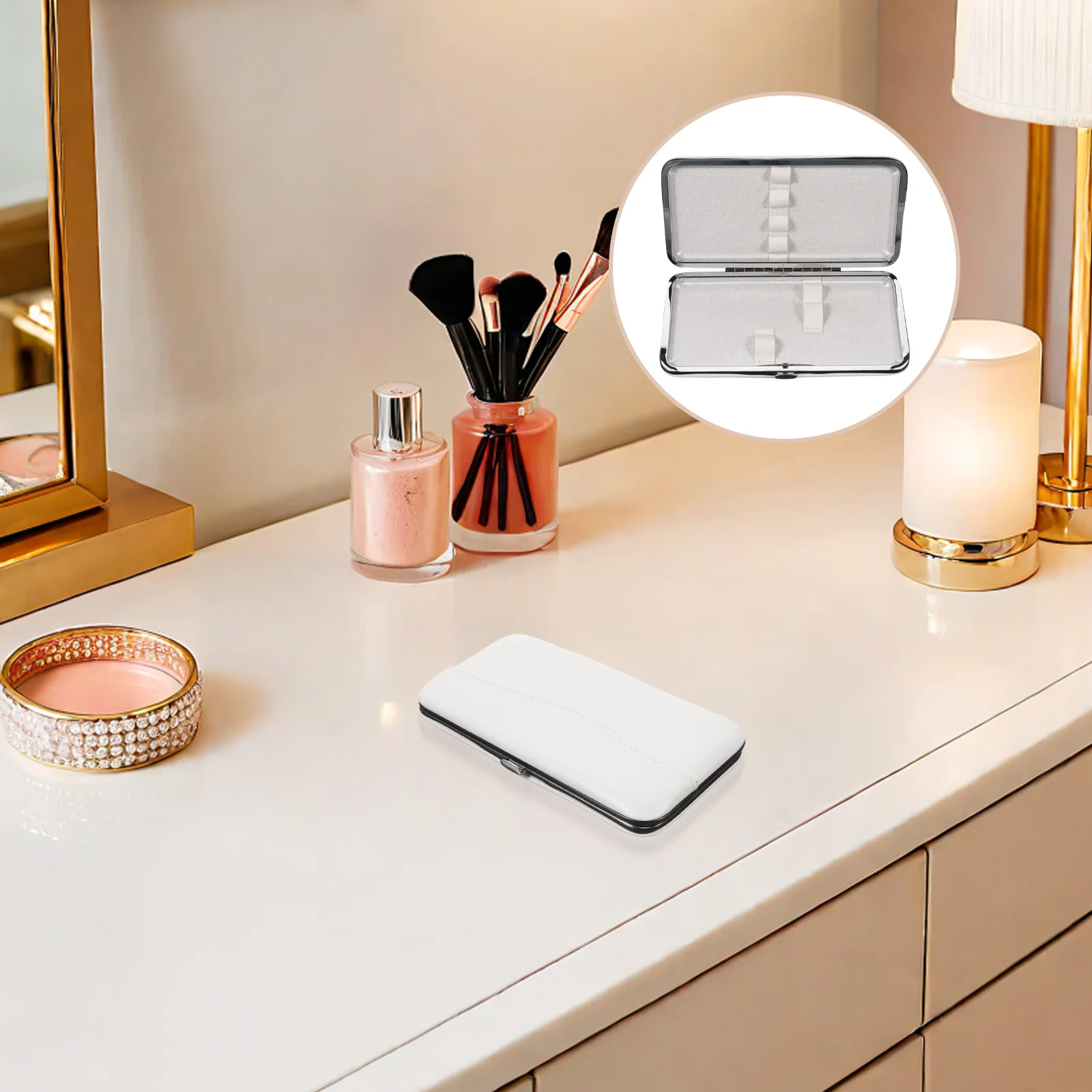 

Eyelash Tweezers Holder Bag Pu Metal Makeup Tools Pouch For Lash Extension Storage Case Travel Salon Organizer