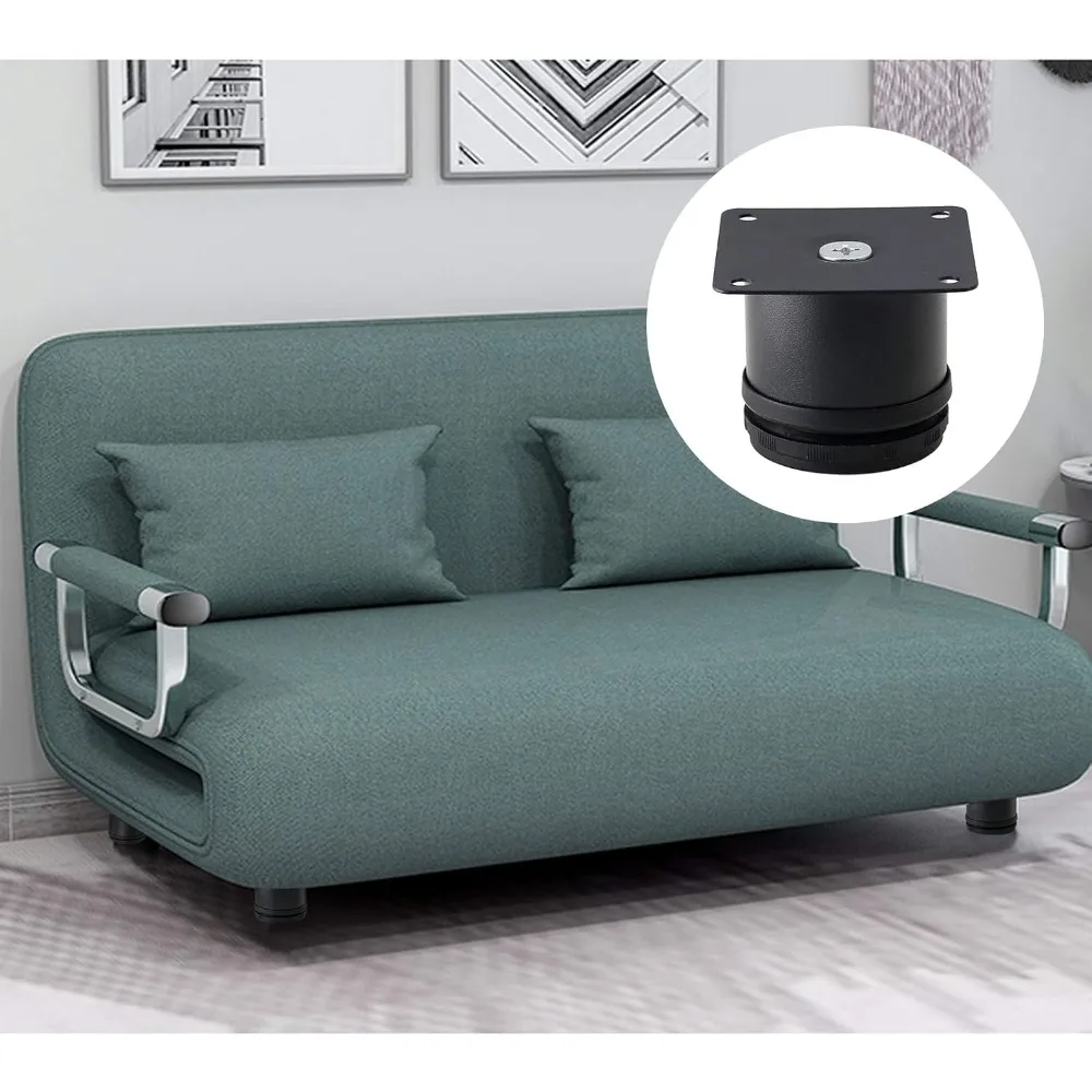 مجموعة من 4 أرجل أثاث من الفولاذ المقاوم للصدأ مقاس 2 بوصة، أرجل خزانة مستديرة قابلة للتعديل بقطر 2 قدم للمطبخ، أرجل بديلة معدنية للكابينة