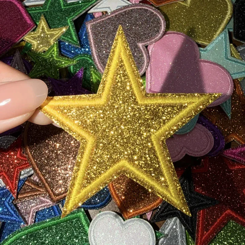 5 Stück Funkelnde Stern-Aufnäher zum Aufbügeln mit Glitzer-Pailletten für Jeanswesten, Funkelndes Kawaii-Style-Accessoire, DIY-Geschenke – Detail 5