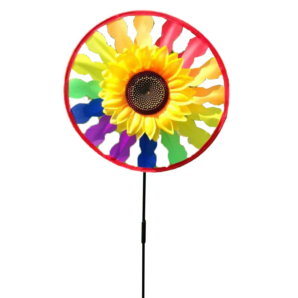 Colorful Sunflower Windmill Wind Turbine For Lawn Garden Party Decoration Outdoor Camping Picnic Garden Yard Decoration