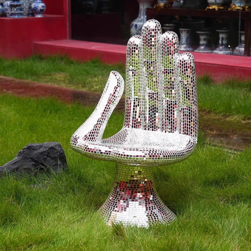 

Art Decorative Fiberglass Lens Inlaid Palm Chair Outdoor Leisure