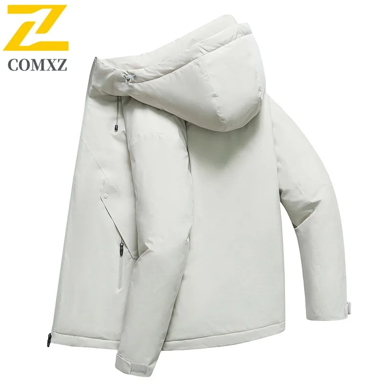 COMXZ Mens Down Jacket Premium Outdoor Camping Thickened Warm Filler Down Leisure Self-cultivation Autumn Winter Windbreaker