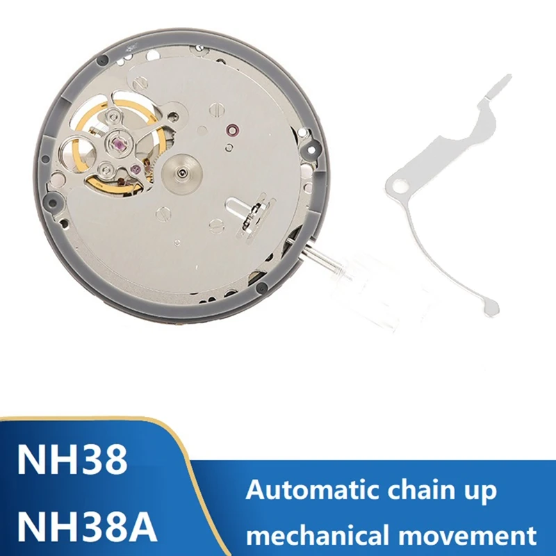 NH38/NH38A Watch Movement+Steel Stem+Clutch Lever Kit High-Precision Automatic Chain Up Mechanical Watch Movement