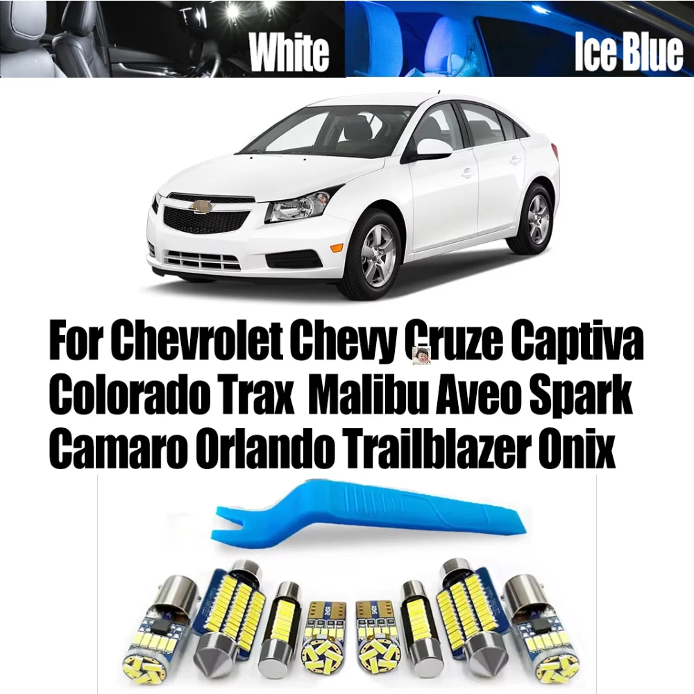 Kit de luces LED interiores para coche, para Chevrolet Chevy Cruze Captiva Colorado Trax Malibu Aveo Spark Camaro Orlando Trailblazer Onix