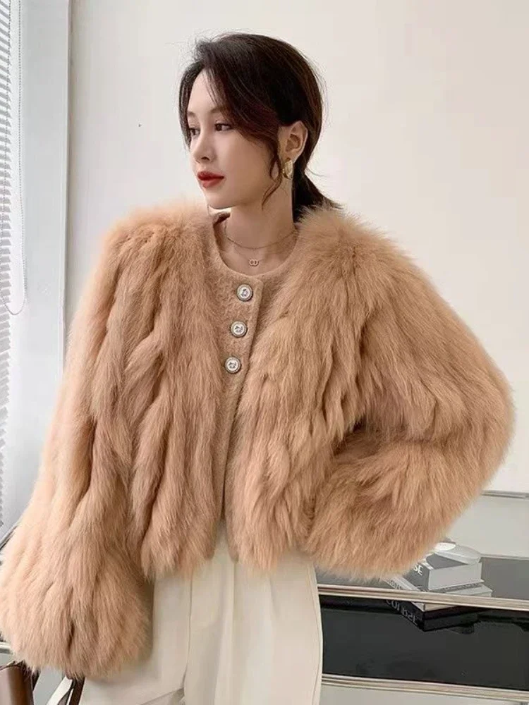 2024 Autumn and Winter Fashion New Women's Warm Simulated Fox Fur Coat Elegant Temperament Single Breasted Thick Plush Jacket