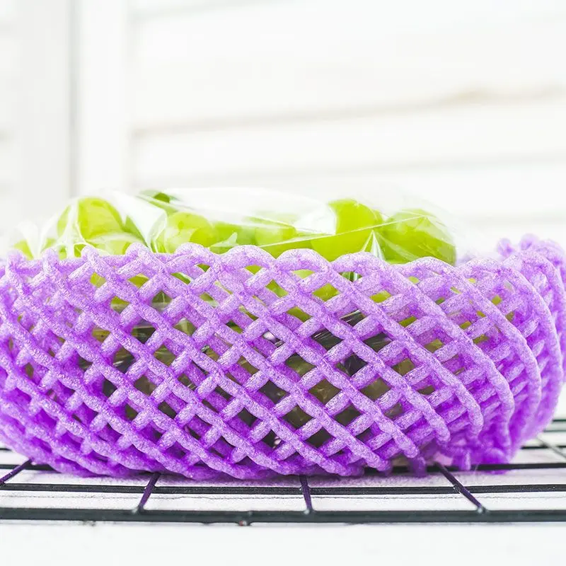 White Purple Braided Foam Net Cover Grape Watermelon Anti Squeezing Mesh Sleeve Color Melon Fruit Anti Mold Protective Net Bag