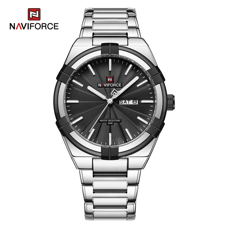 

2023 Top Brand Naviforce Men's Sports Watches Simple Business Design Waterproof Stainless Steel Belt Durable Quartz Wristwatch