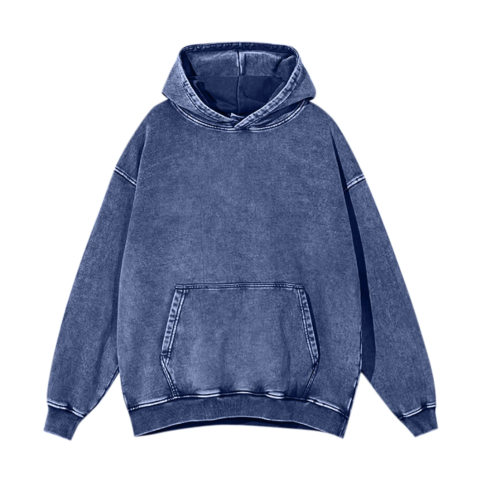 Vintage Washed Distressed Hoodies Solid Color Grunge Oversized Hoodie Pocket Long Sleeve Retro Y2k Loose Sweatshirt Men