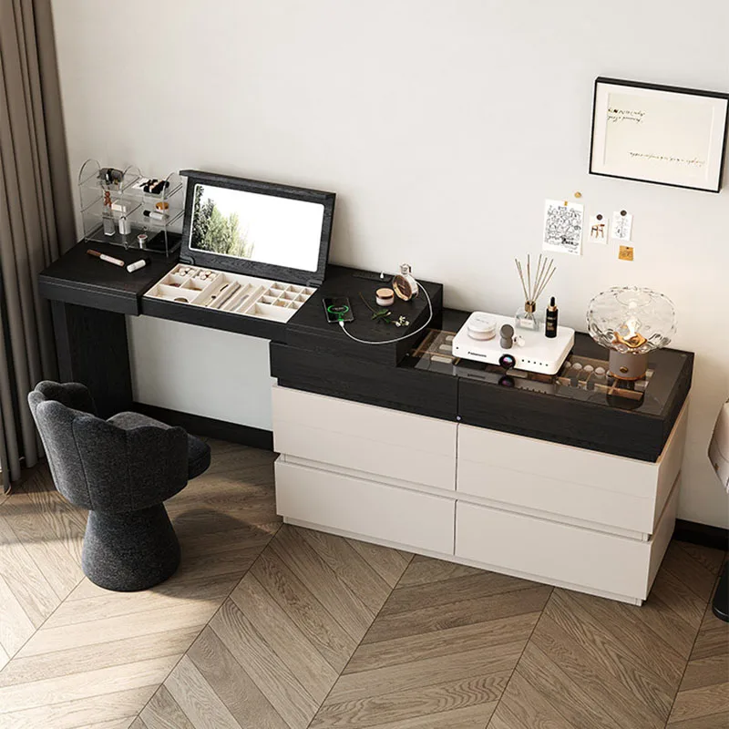 

Luxury Bedroom Vanity Table Drawers Storage Girl Cosmetics Modern Dressing Table Accessories Mirror Penteadeira Home Furniture