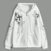 2024 Cross Border Full Face Zipper Sweater Letter Star Hoodie Zipper Top Trendy Men's Coat Personalized Men's Wear