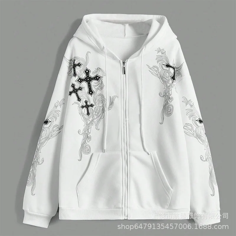 2024 Cross Border Full Face Zipper Sweater Letter Star Hoodie Zipper Top Trendy Men's Coat Personalized Men's Wear