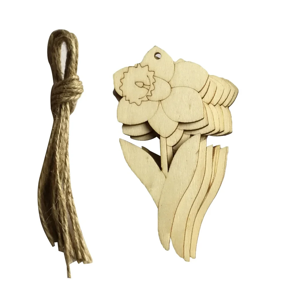 

10 шт. деревянные ломтики цветов Morning Glory, незавершенные деревянные ремесленные подвесные украшения для свадебной вечеринки, домашний декор, деревянный декор