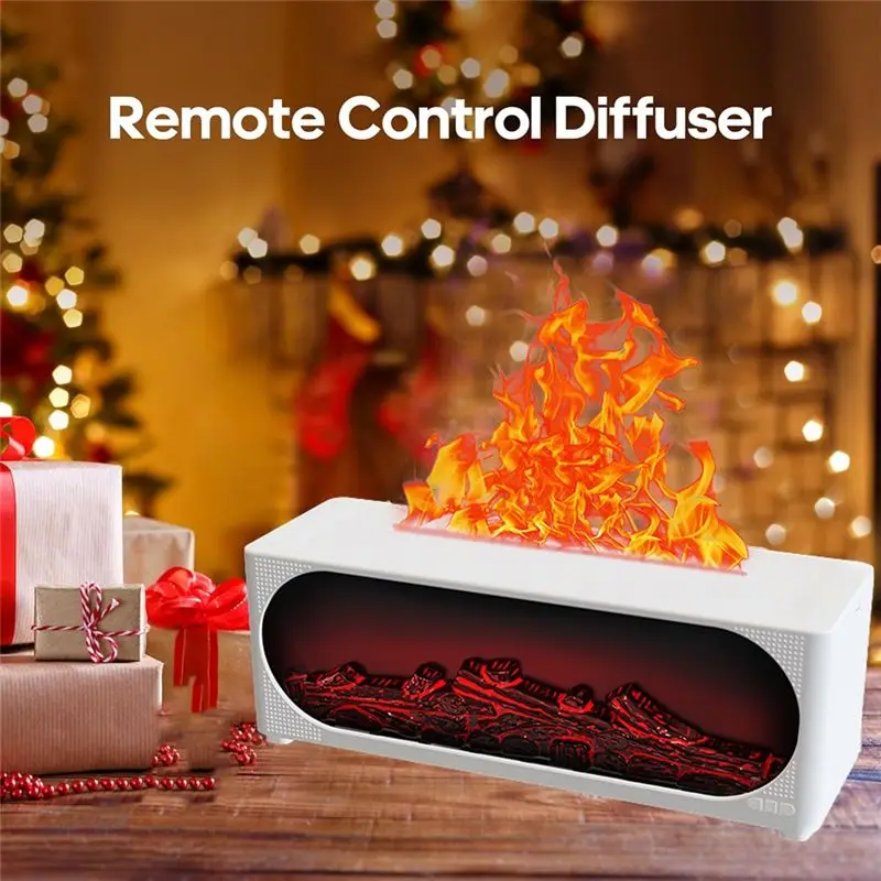 Promotion!Aromatherapy Humidifier Simulated Fireplace Flame Humidifier Withbluetooth Audio Andatmosphere Light Humidifier US Plu