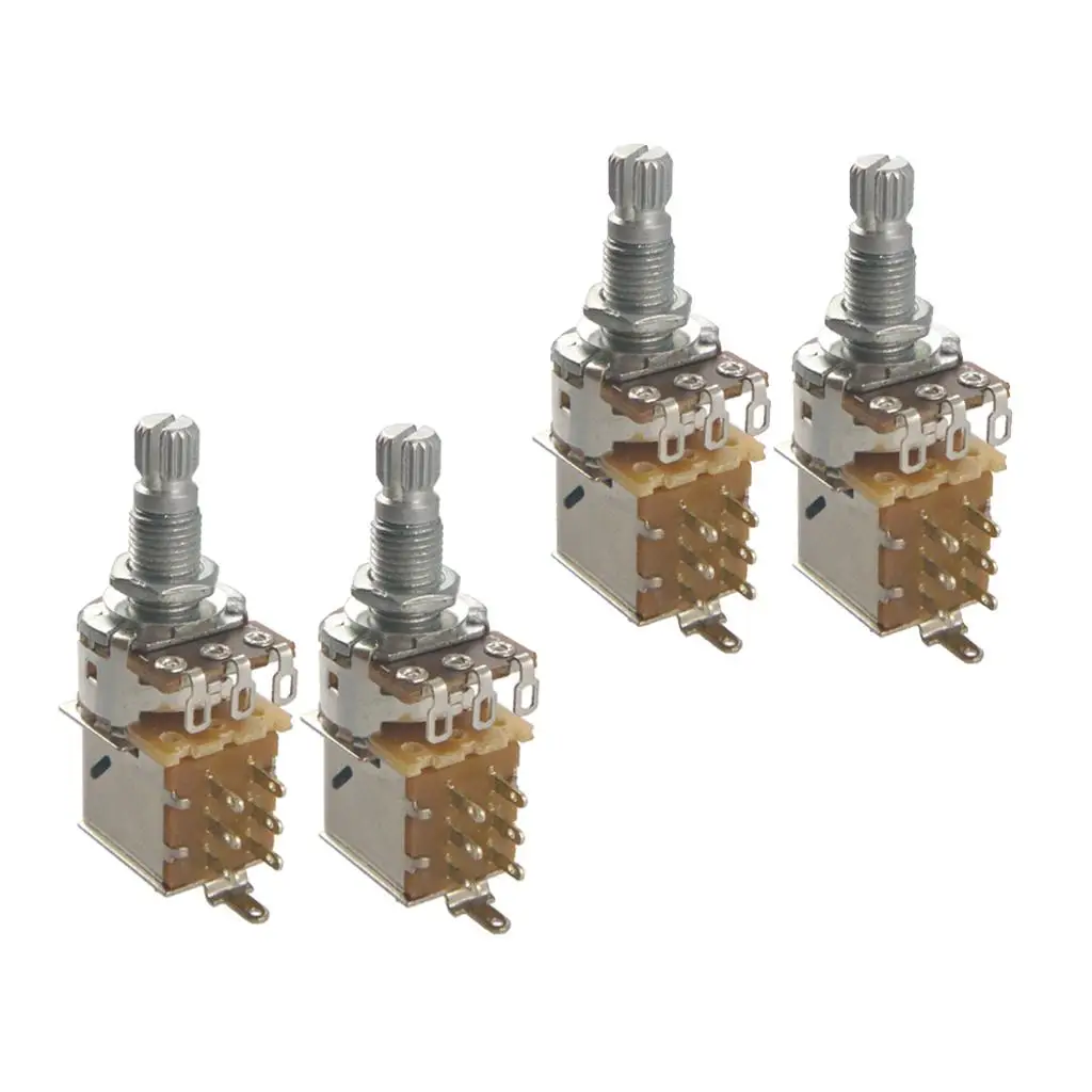 Split Shaft Guitar Potentiometer 18mm Metal Plastic Push Pull Audio Volume Control Pots for LP Replacement