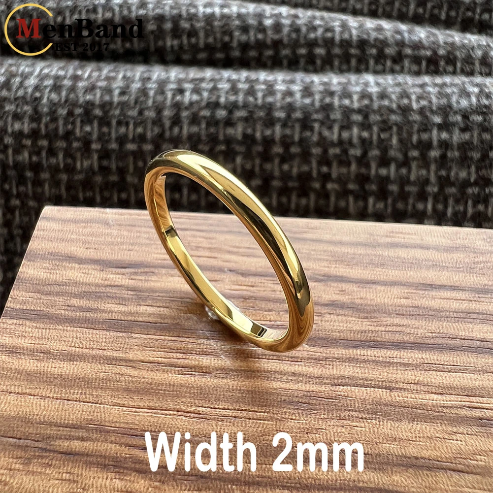 MenBand Fashion 2-10MM Gold-Color Dome High Polished Men Women Tungsten Carbide Wedding Band Rings Comfort Fit