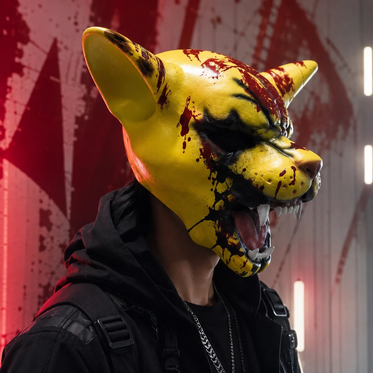 Bloody Animal Mask Yellow Tiger Latex Full Head Helmet Scary Horror Cosplay Prop Adult Halloween Party Carnival Costume Outfit