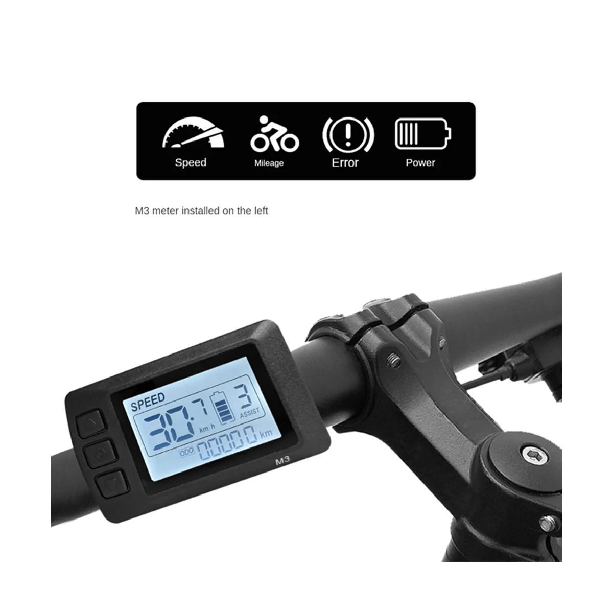 Ebike LCD-M3 Display 24V36V48V SM Connector Connector Display Suitable for Electric Bicycle Smart Control Panel