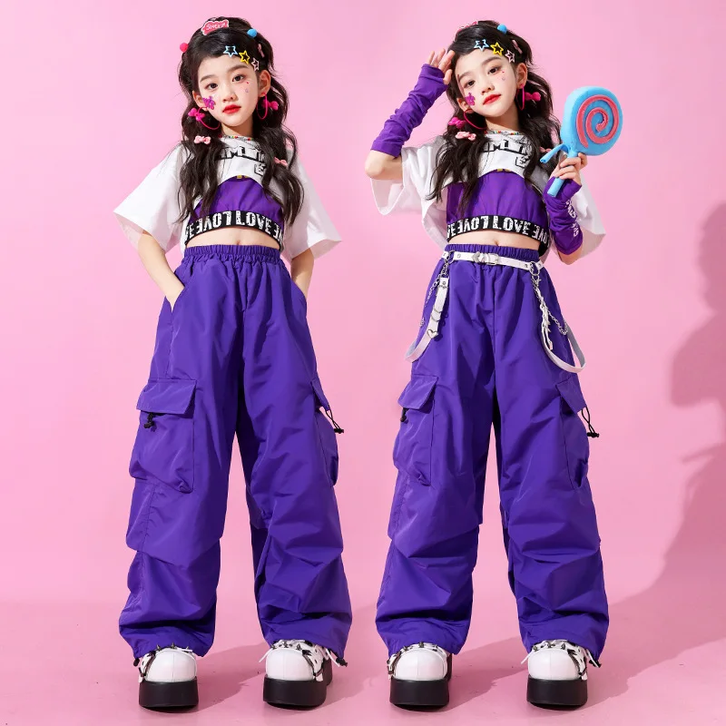 Girl's Dopamine Street Dance Outfit,jazz Dance Performance Costume,children's T-stage Runway Show,street Dance Cheerleading Sets