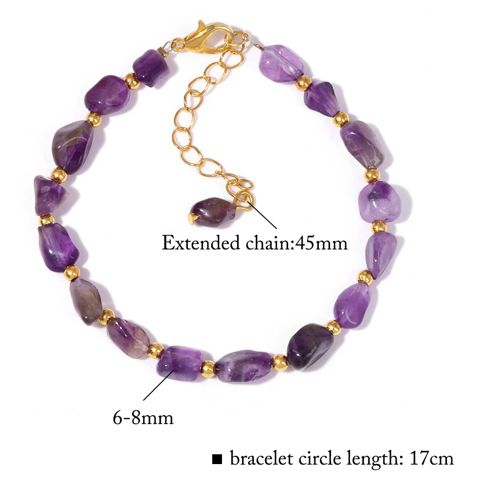 Irregular lapis lazuli Stone Bracelet Handmade Natural Stone Amethysts Quartz Beads Bracelets Adjustable for Women Men Jewelry