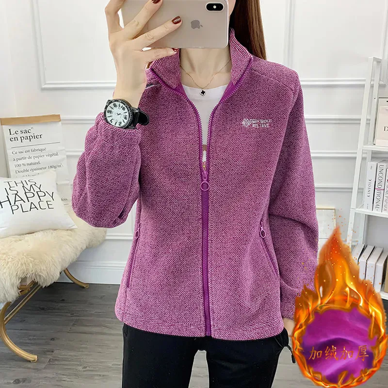 Fleece Zipper Hoodie Jacket New Fashion Autumn Winter Coat Women's High End Windproof Thick Integral Velvet Top Jacket Female