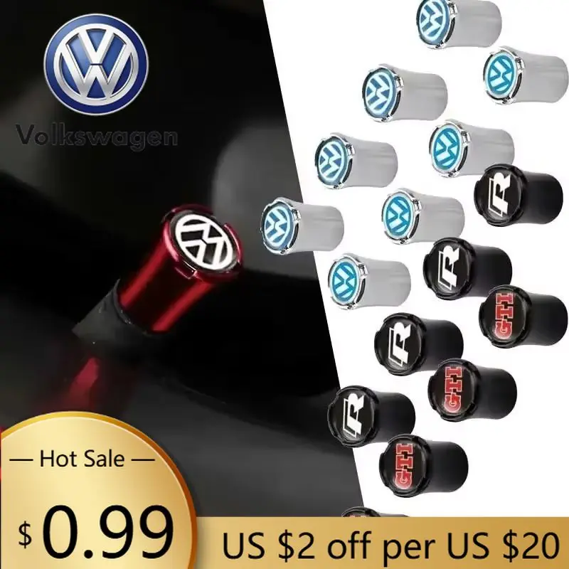 

For VOLKSWAGEN VW 4PCS Car Metal Wheel Tire Stem Valve Caps Covers for Volkswagen POLO Golf GTI Passat Jetta Beetle Tiguan Toura