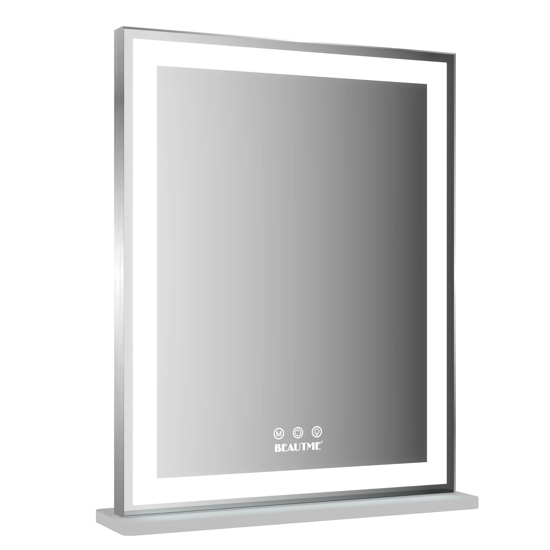 Square smart LED makeup mirror desktop wall-mounted dual-purpose dormitory three-color luminous makeup mirror