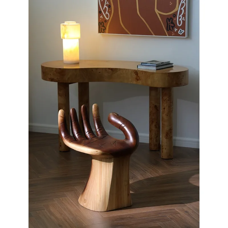 

Solid wood fiberglass leisure chair medieval art palm single chair