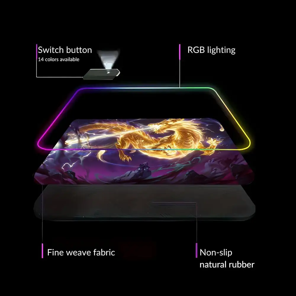 

RGB LED Blue Dragon Mouse Pad Speed Mouse Mat Games Computers Desk Accessories Office Rug Pc Gamer Desktops Gaming Setup HYBXAXC